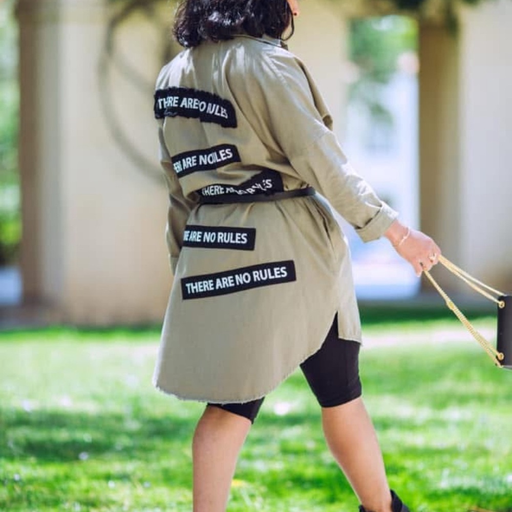 Zara Tan Trench Coat with Bold Black Patches